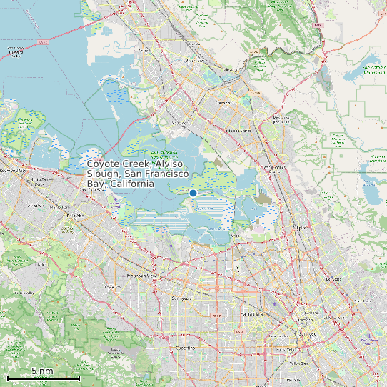 Map of Coyote Creek, Alviso Slough, San Francisco Bay, California Tide Prediction Station