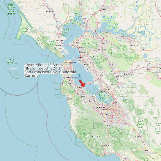 Coyote Point, 2.3 nmi NNE of (depth 22 ft), San Francisco Bay, California Current map
