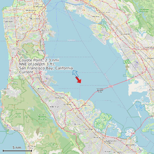 Map of Coyote Point, 2.3 nmi NNE of (depth 3 ft), San Francisco Bay, California Current Prediction Station