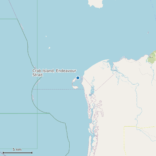 Map of Crab Island, Endeavour Strait Tide Prediction Station