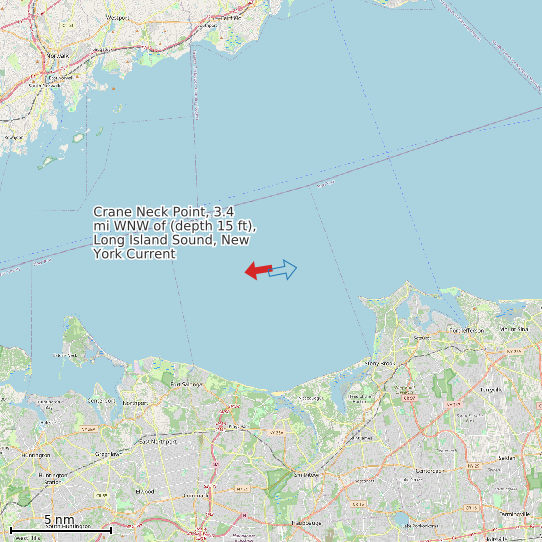 Map of Crane Neck Point, 3.4 mi WNW of (depth 15 ft), Long Island Sound, New York Current Prediction Station
