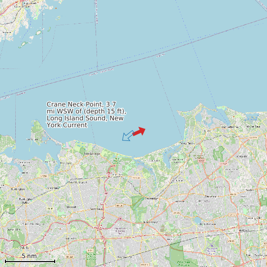 Map of Crane Neck Point, 3.7 mi WSW of (depth 15 ft), Long Island Sound, New York Current Prediction Station