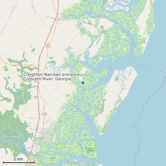 Map of Creighton Narrows entrance, Crescent River, Georgia Tide Prediction Station