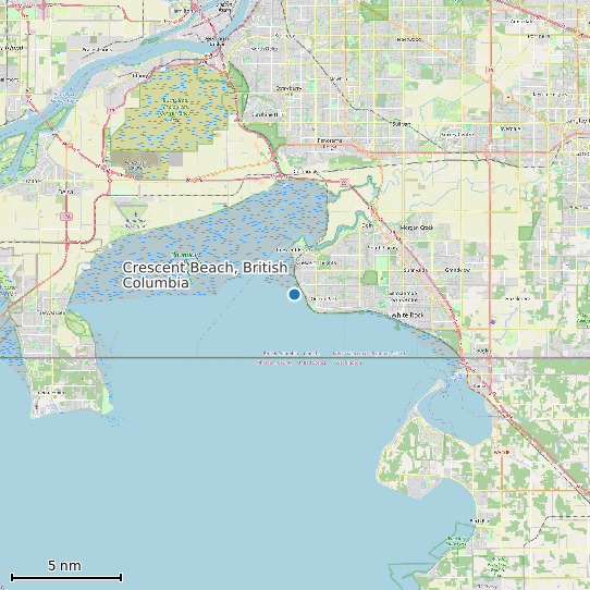 Map of Crescent Beach, British Columbia Tide Prediction Station