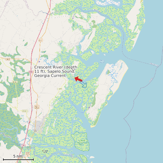Map of Crescent River (depth 11 ft), Sapelo Sound, Georgia Current Prediction Station