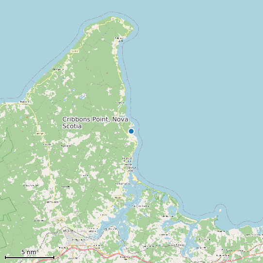 Map of Cribbons Point, Nova Scotia Tide Prediction Station