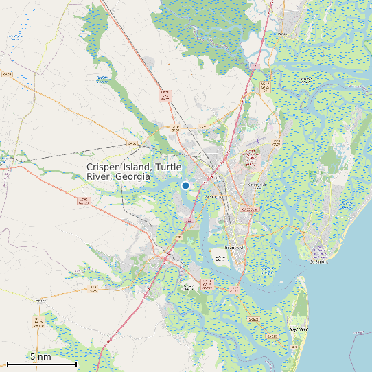 Map of Crispen Island, Turtle River, Georgia Tide Prediction Station