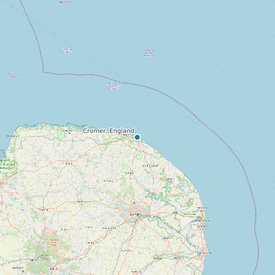 Map of Cromer, England Tide Prediction Station