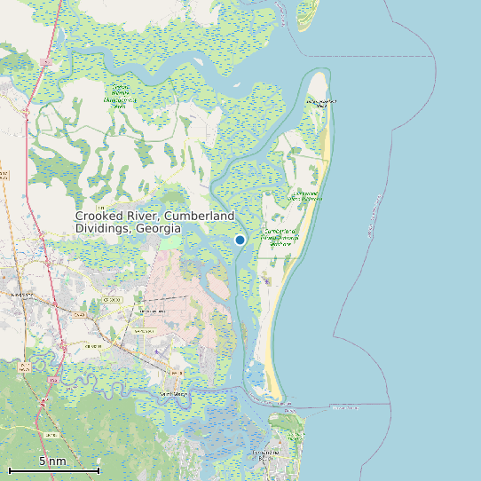 Map of Crooked River, Cumberland Dividings, Georgia Tide Prediction Station