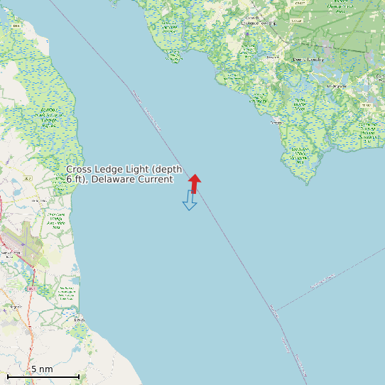 Map of Cross Ledge Light (depth 6 ft), Delaware Current Prediction Station