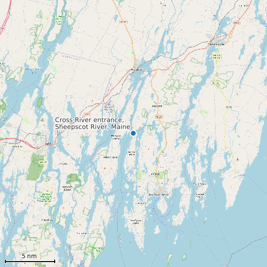Map of Cross River entrance, Sheepscot River, Maine Tide Prediction Station