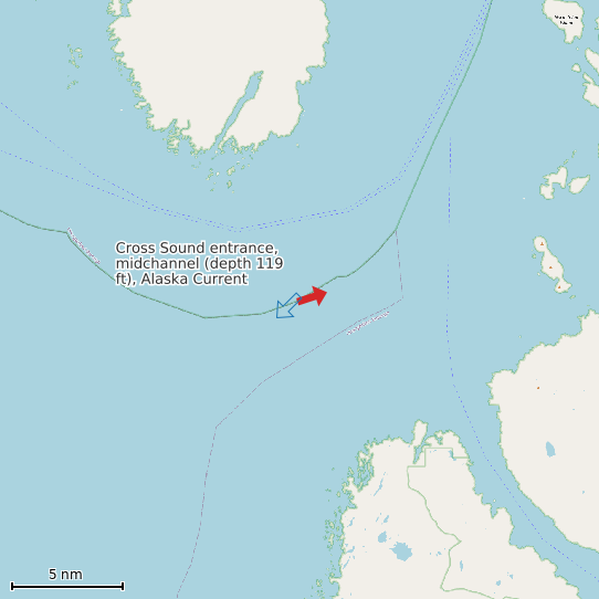 Map of Cross Sound entrance, midchannel (depth 119 ft), Alaska Current Prediction Station