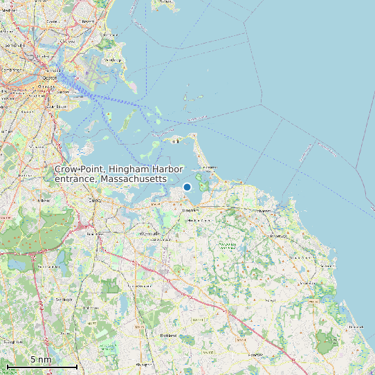 Map of Crow Point, Hingham Harbor entrance, Massachusetts Tide Prediction Station