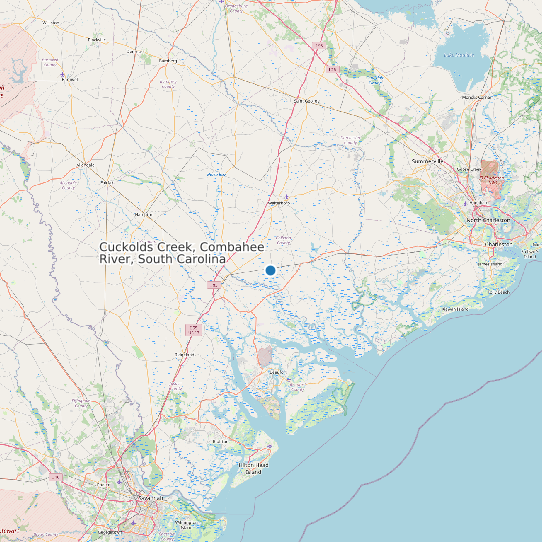 Map of Cuckolds Creek, Combahee River, South Carolina Tide Prediction Station