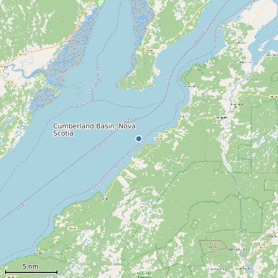 Map of Cumberland Basin, Nova Scotia Tide Prediction Station