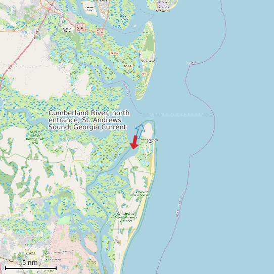 Map of Cumberland River, north entrance, St. Andrews Sound, Georgia Current Prediction Station