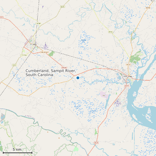 Map of Cumberland, Sampit River, South Carolina Tide Prediction Station