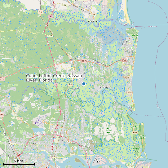 Map of Cuno, Lofton Creek, Nassau River, Florida Tide Prediction Station