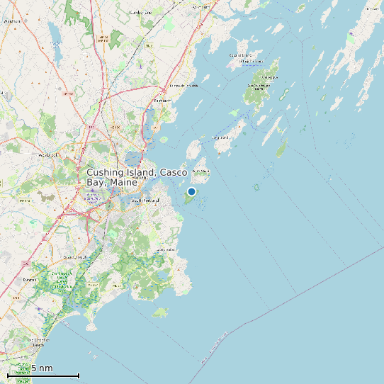 Map of Cushing Island, Casco Bay, Maine Tide Prediction Station