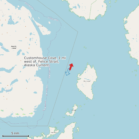 Map of Customhouse Cove, 1 mi west of, Felice Strait, Alaska Current Prediction Station