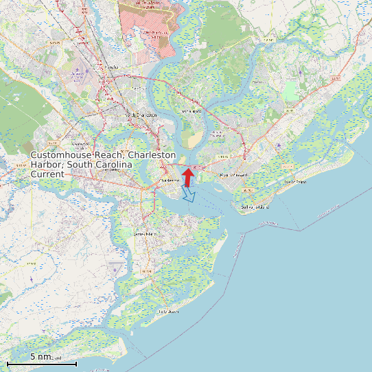 Map of Customhouse Reach, Charleston Harbor, South Carolina Current Prediction Station