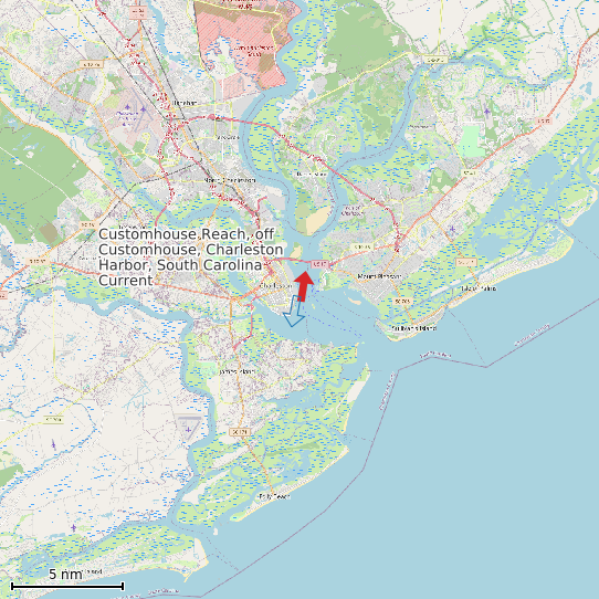 Map of Customhouse Reach, off Customhouse, Charleston Harbor, South Carolina Current Prediction Station