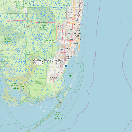 Map of Cutler, Biscayne Bay, Florida Tide Prediction Station