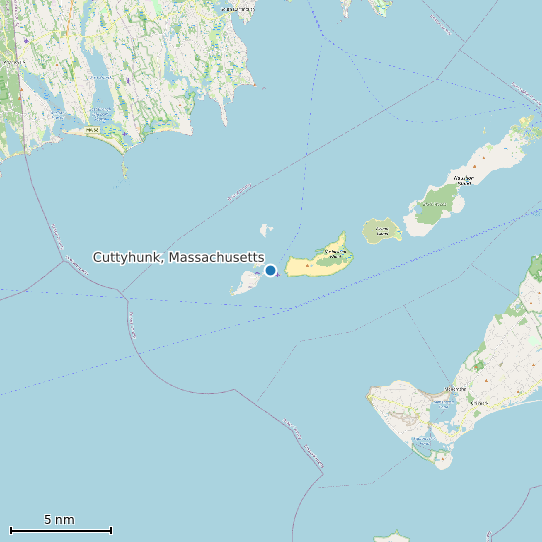 Map of Cuttyhunk, Massachusetts Tide Prediction Station