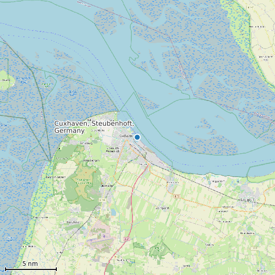 Map of Cuxhaven, Steubenhoft, Germany Tide Prediction Station