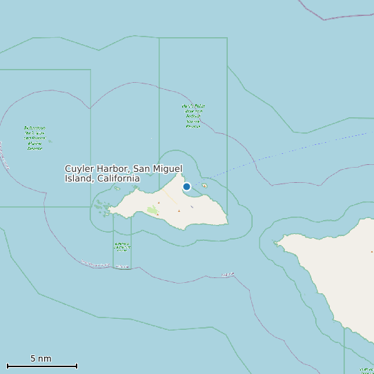Map of Cuyler Harbor, San Miguel Island, California Tide Prediction Station