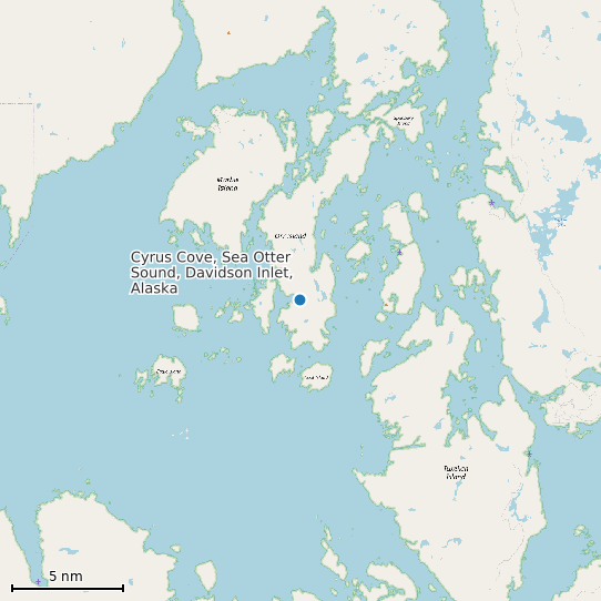 Map of Cyrus Cove, Sea Otter Sound, Davidson Inlet, Alaska Tide Prediction Station