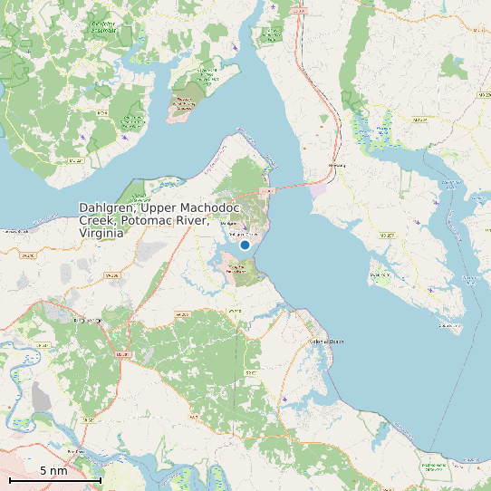 Map of Dahlgren, Upper Machodoc Creek, Potomac River, Virginia Tide Prediction Station