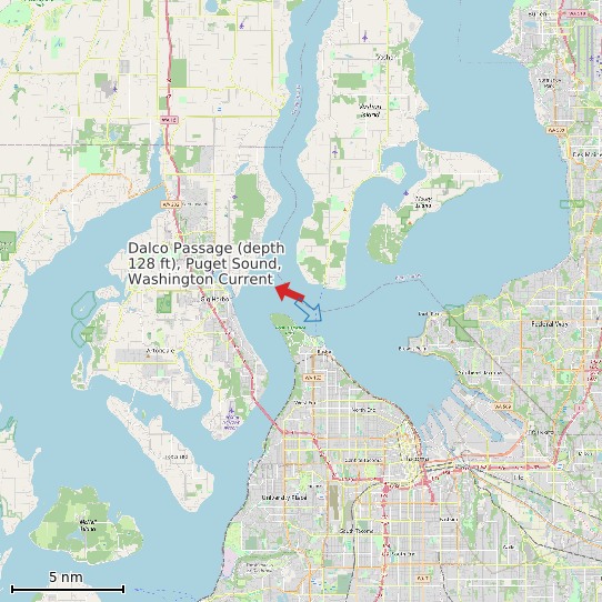 Map of Dalco Passage (depth 128 ft), Puget Sound, Washington Current Prediction Station