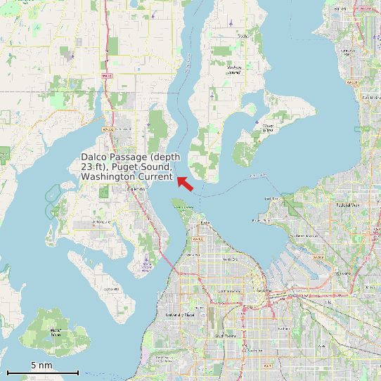 Map of Dalco Passage (depth 23 ft), Puget Sound, Washington Current Prediction Station
