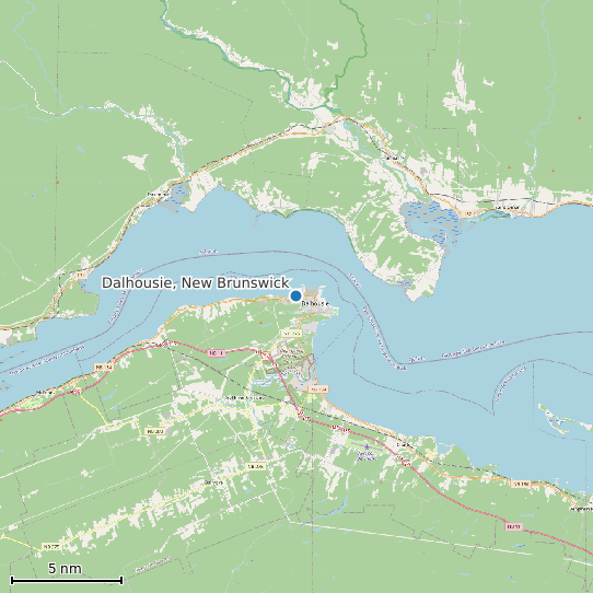 Map of Dalhousie, New Brunswick Tide Prediction Station