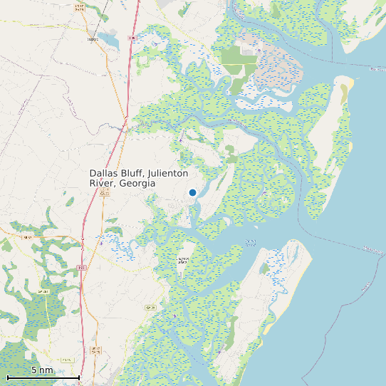 Map of Dallas Bluff, Julienton River, Georgia Tide Prediction Station