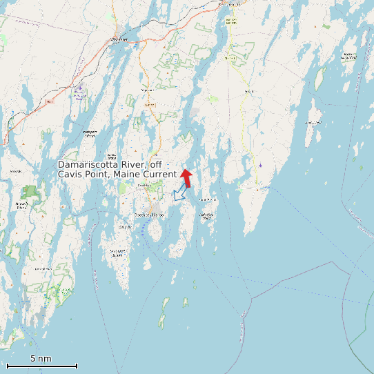 Map of Damariscotta River, off Cavis Point, Maine Current Prediction Station