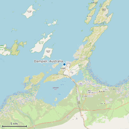 Map of Dampier, Australia Tide Prediction Station