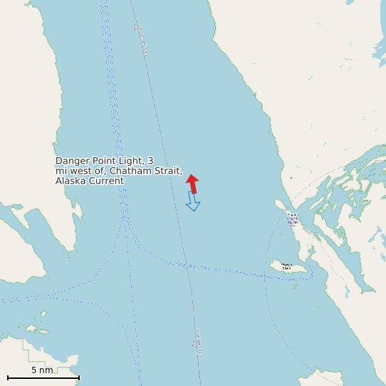 Map of Danger Point Light, 3 mi west of, Chatham Strait, Alaska Current Prediction Station