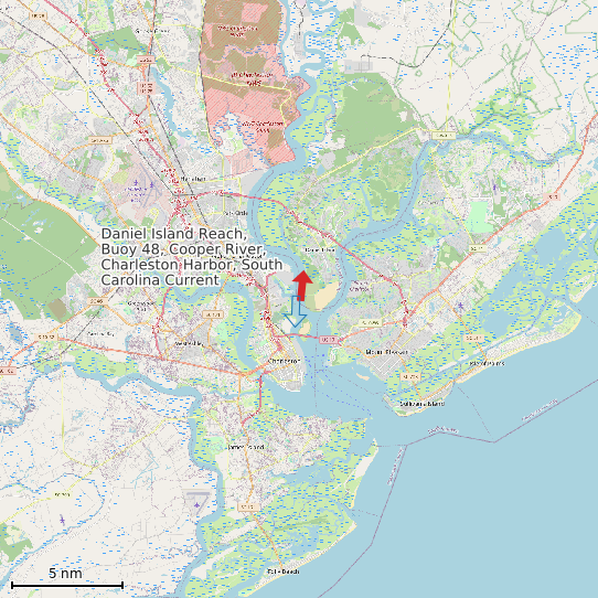 Map of Daniel Island Reach, Buoy 48, Cooper River, Charleston Harbor, South Carolina Current Prediction Station