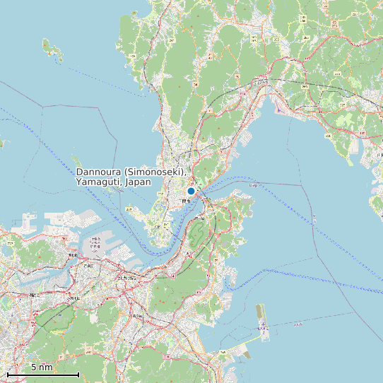 Map of Dannoura (Simonoseki), Yamaguti, Japan Tide Prediction Station