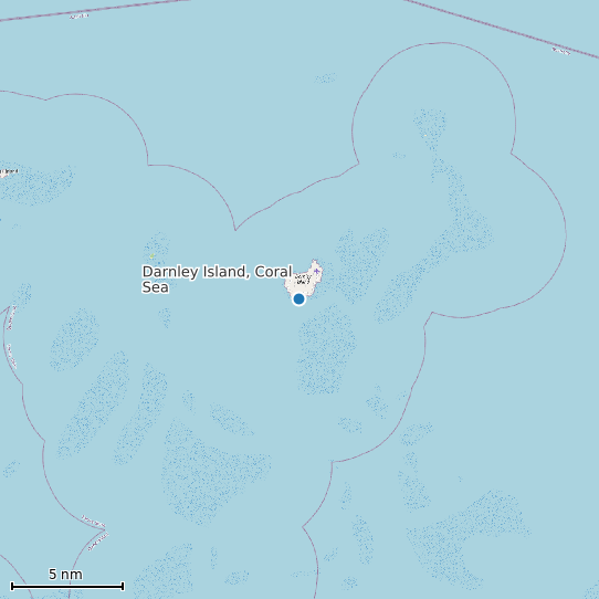Map of Darnley Island, Coral Sea Tide Prediction Station
