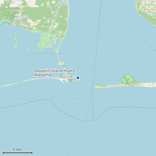 Map of Dauphin Island Hydro, Alabama Tide Prediction Station