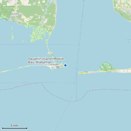 Map of Dauphin Island, Mobile Bay, Alabama Tide Prediction Station