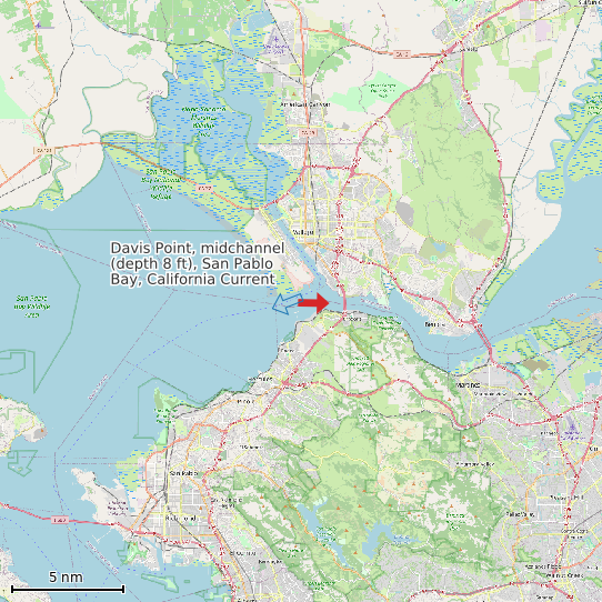 Map of Davis Point, midchannel (depth 8 ft), San Pablo Bay, California Current Prediction Station