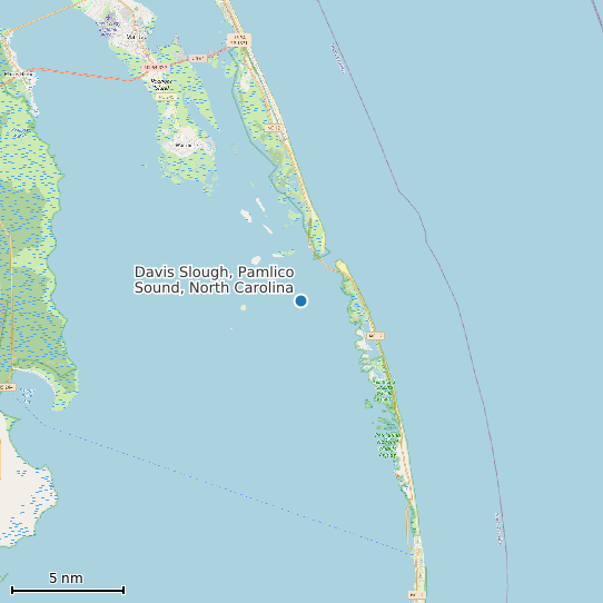 Map of Davis Slough, Pamlico Sound, North Carolina Tide Prediction Station