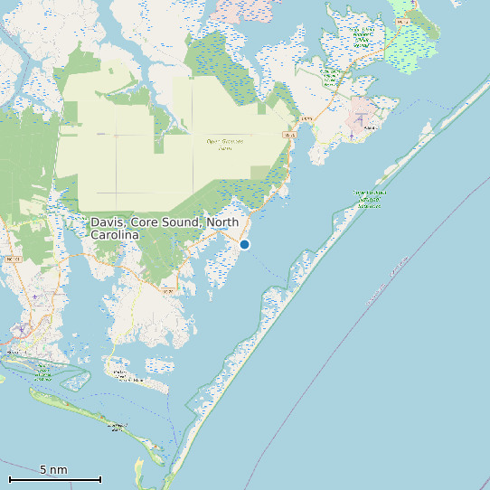 Map of Davis, Core Sound, North Carolina Tide Prediction Station