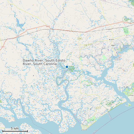 Map of Dawho River, South Edisto River, South Carolina Tide Prediction Station