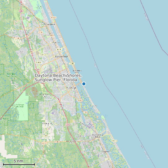Map of Daytona Beach Shores, Sunglow Pier, Florida Tide Prediction Station