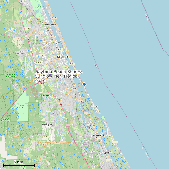 Map of Daytona Beach Shores, Sunglow Pier, Florida (sub) Tide Prediction Station
